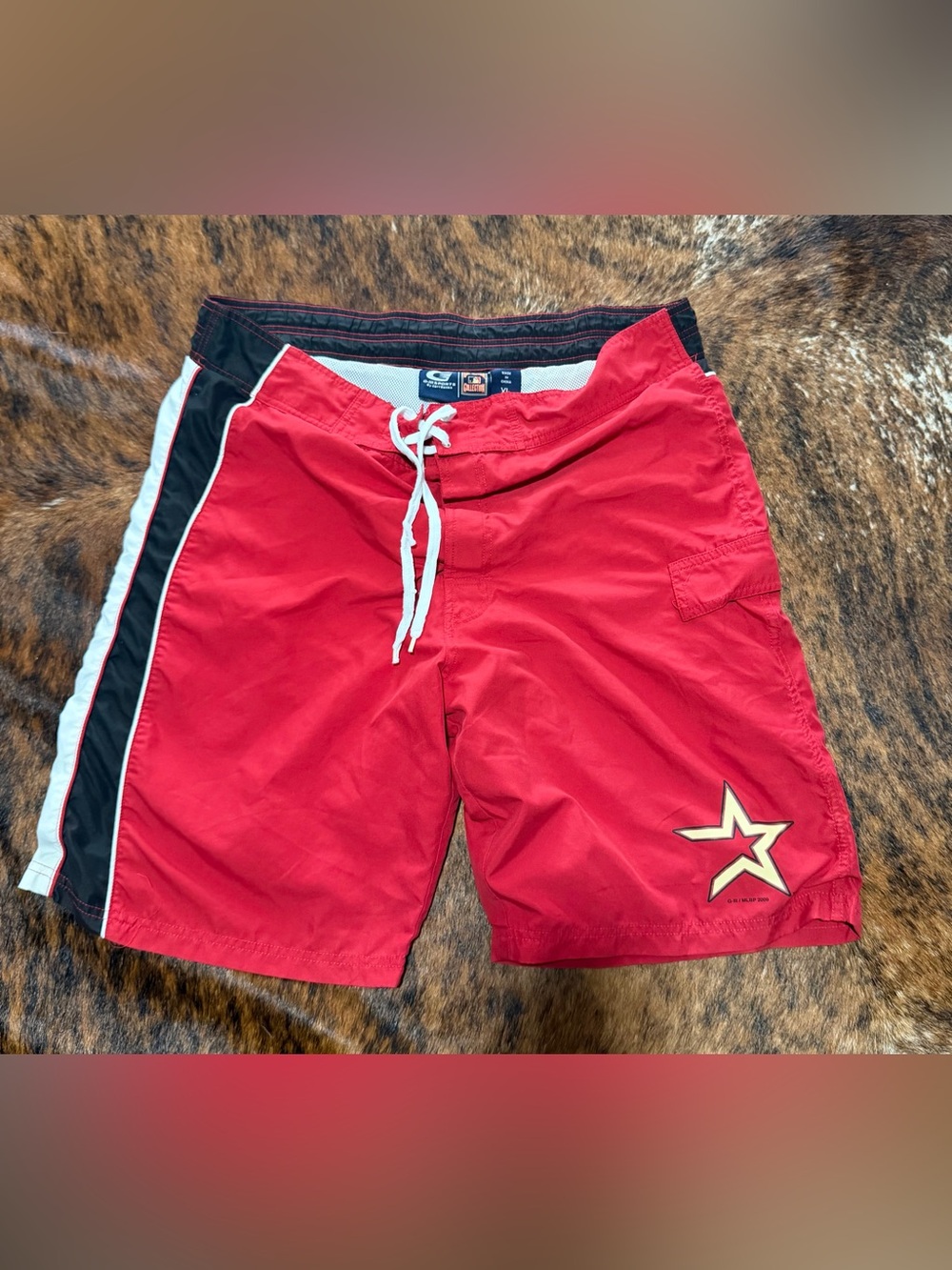 Vintage Houston Astros Swim Trunks Mens XL Brick Red 11" Lined G-III Sports 2009